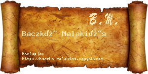 Baczkó Malakiás névjegykártya